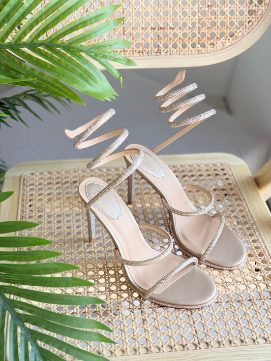 René Caovilla Strass-spiral sandals